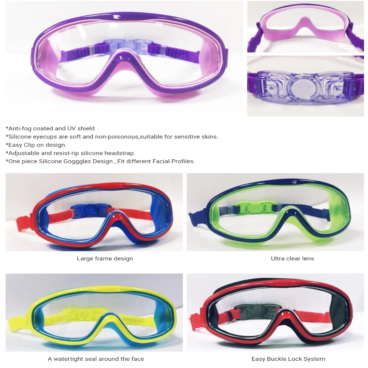 Swim Goggles - 3 Pack Swim Goggles Mask For Kids - Adjustable One Size Fits Most Juniors - No Leak  Frame for Kid Boys Girls and Early Teens Swimming - Designed To Fit Snugly Around The Eyes