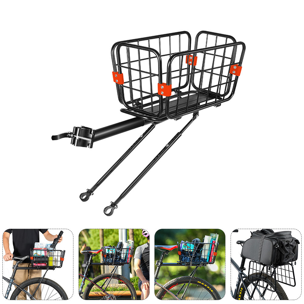 1 Pc Sturdy Aluminum Alloy Bike Rear Seat Basket Storage Basket for Items Organizing (Black)