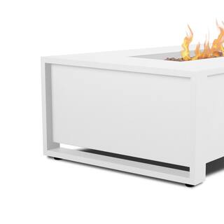 Real Flame Keenan 42 in. L x 24 in. W Outdoor Aluminum Propane Fire Table with Protective Cover in White 6330LP-WHT