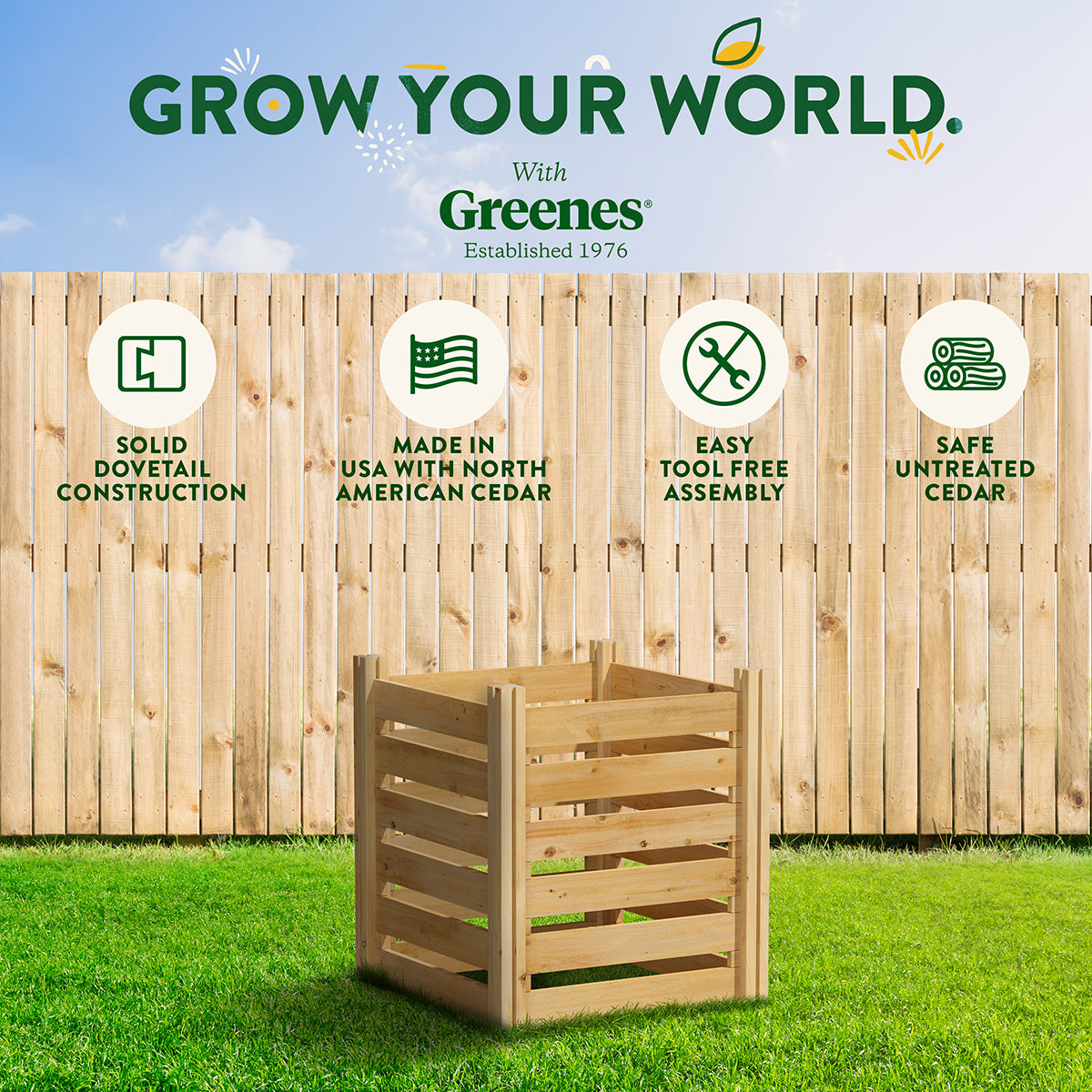 Greenes Fence Cedar Wood Composter 24" x 24" x 31"