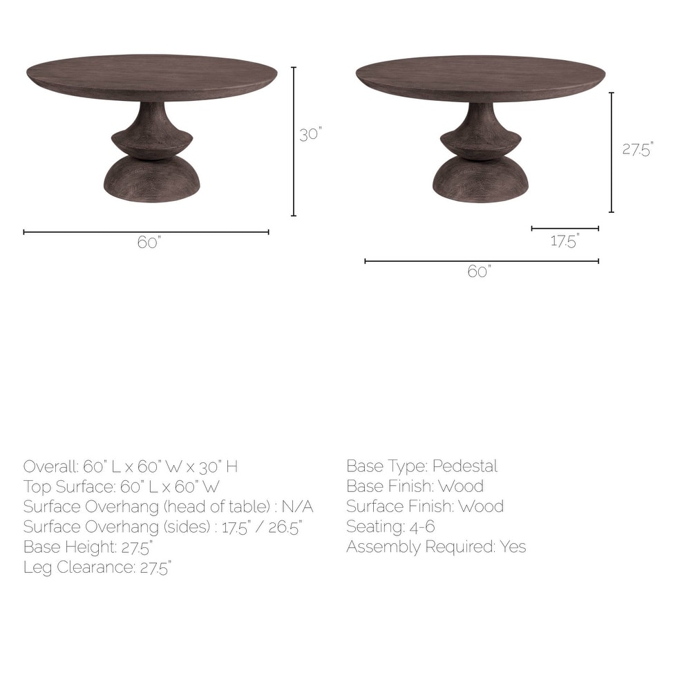 Crossman Grey Solid Wood Round Dining Table