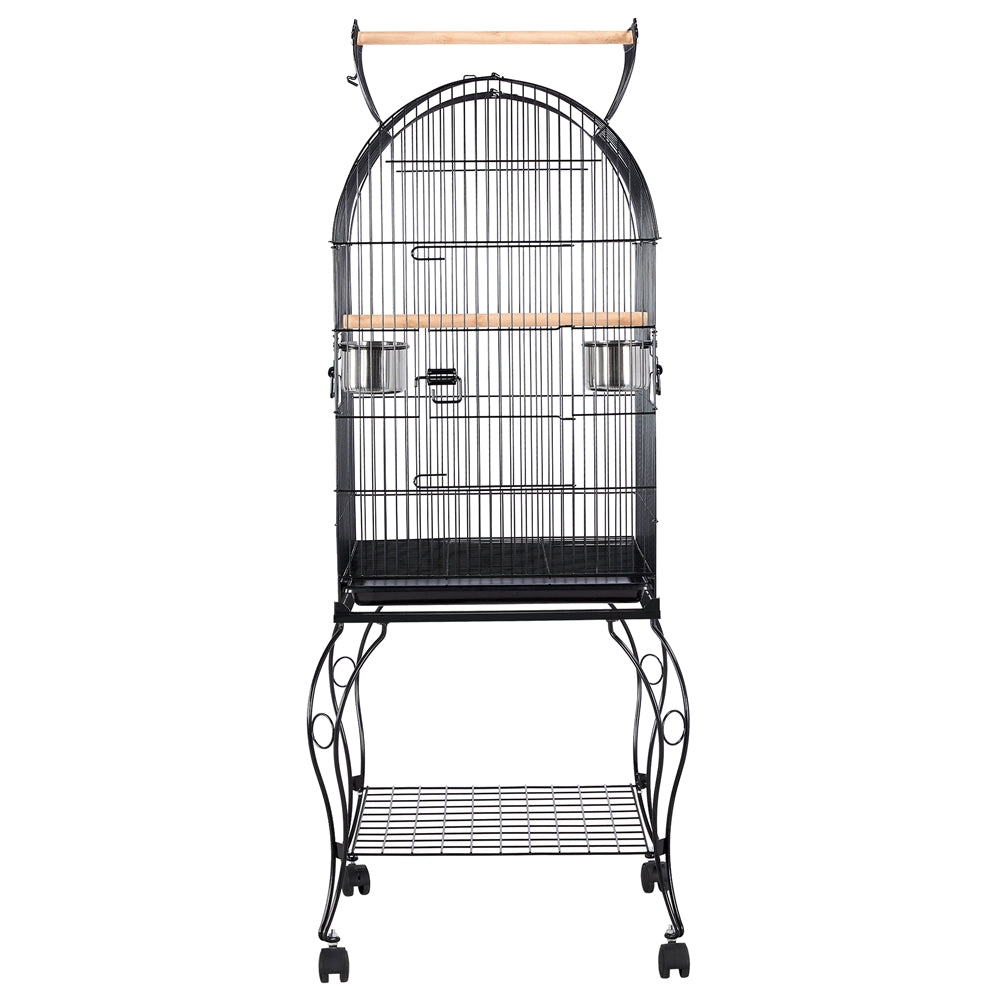 Yaheetech 59'' H Open Top Metal Bird Cage Rolling Parrot Cage with Stand For Small Birds Parakeet Lovebirds Cockatiel Canary， Black