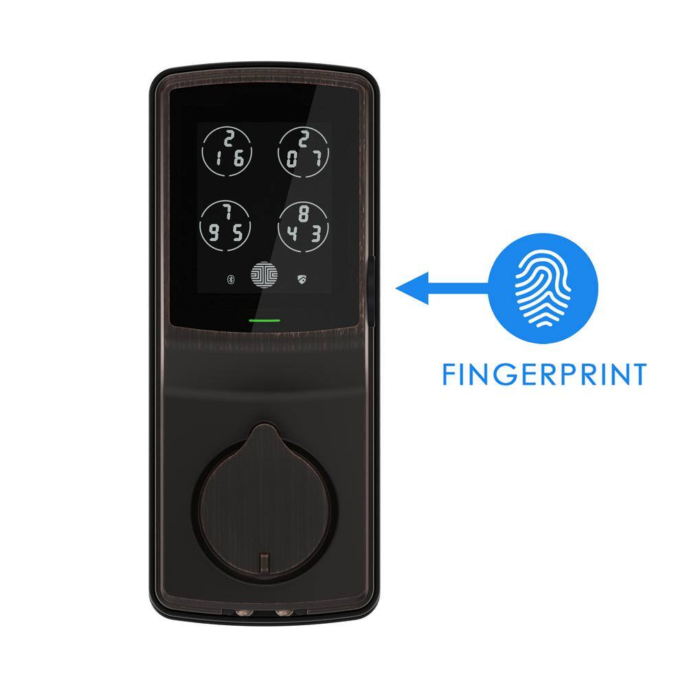 Lockly Secure Plus Venetian Bronze Single-Cylinder Alarmed Deadbolt Lock with Smart Keypad Bluetooth and 3D Fingerprint Sensor PGD 728F VB