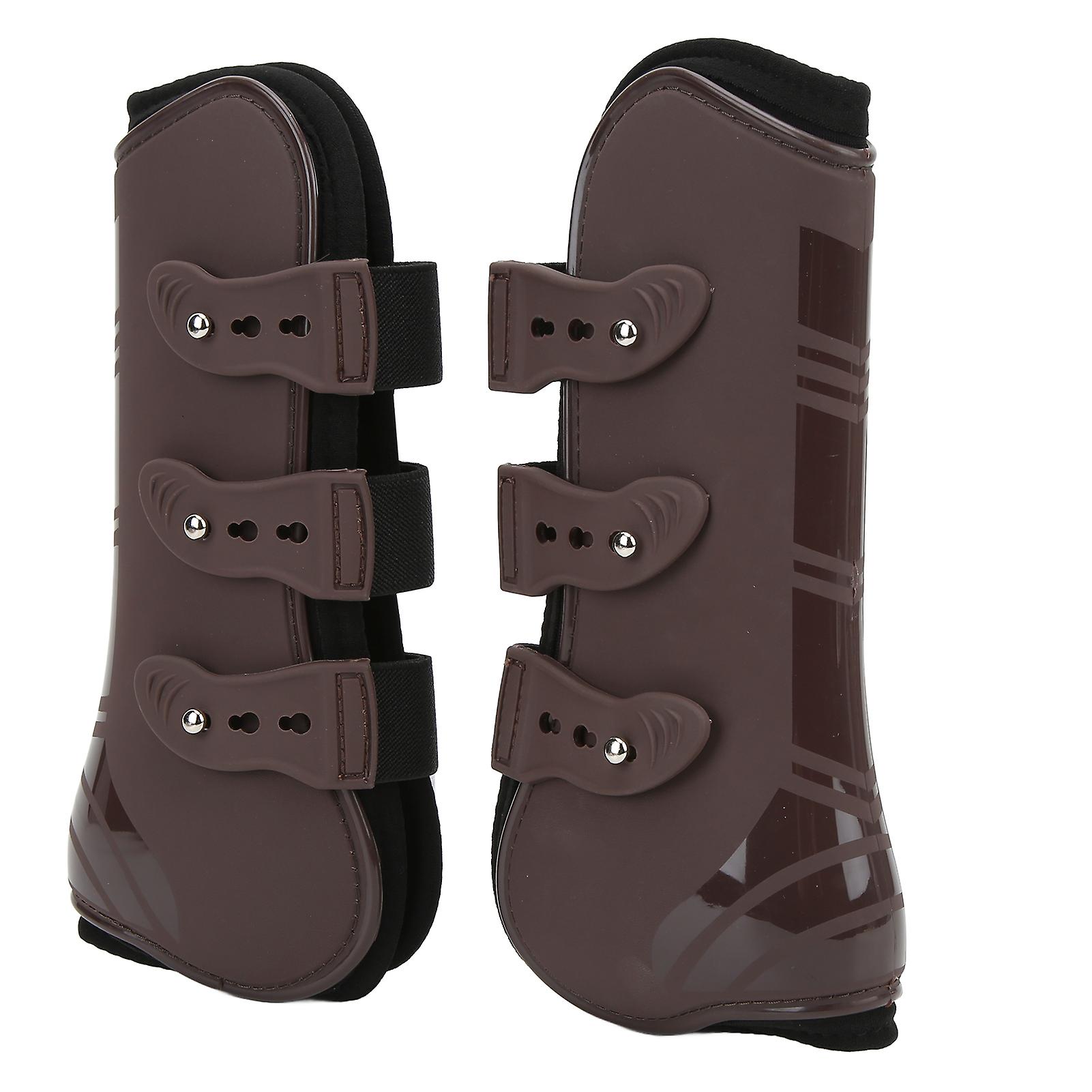 2pcs Horse Front Legs Guard Pu Neoprene Horse Leg Protective Boots For Riding Jumpingpair Of Brown Front Legs Xl