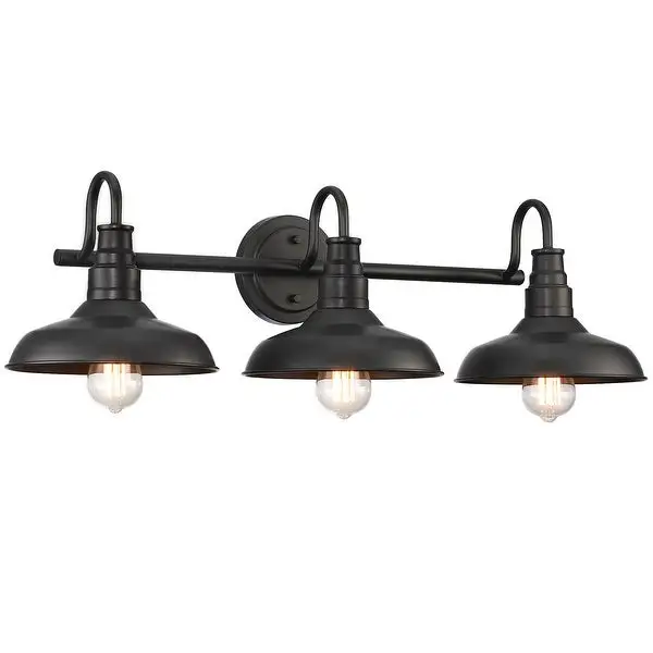 Black Finish Industrial 3-light Metal Vanity Light