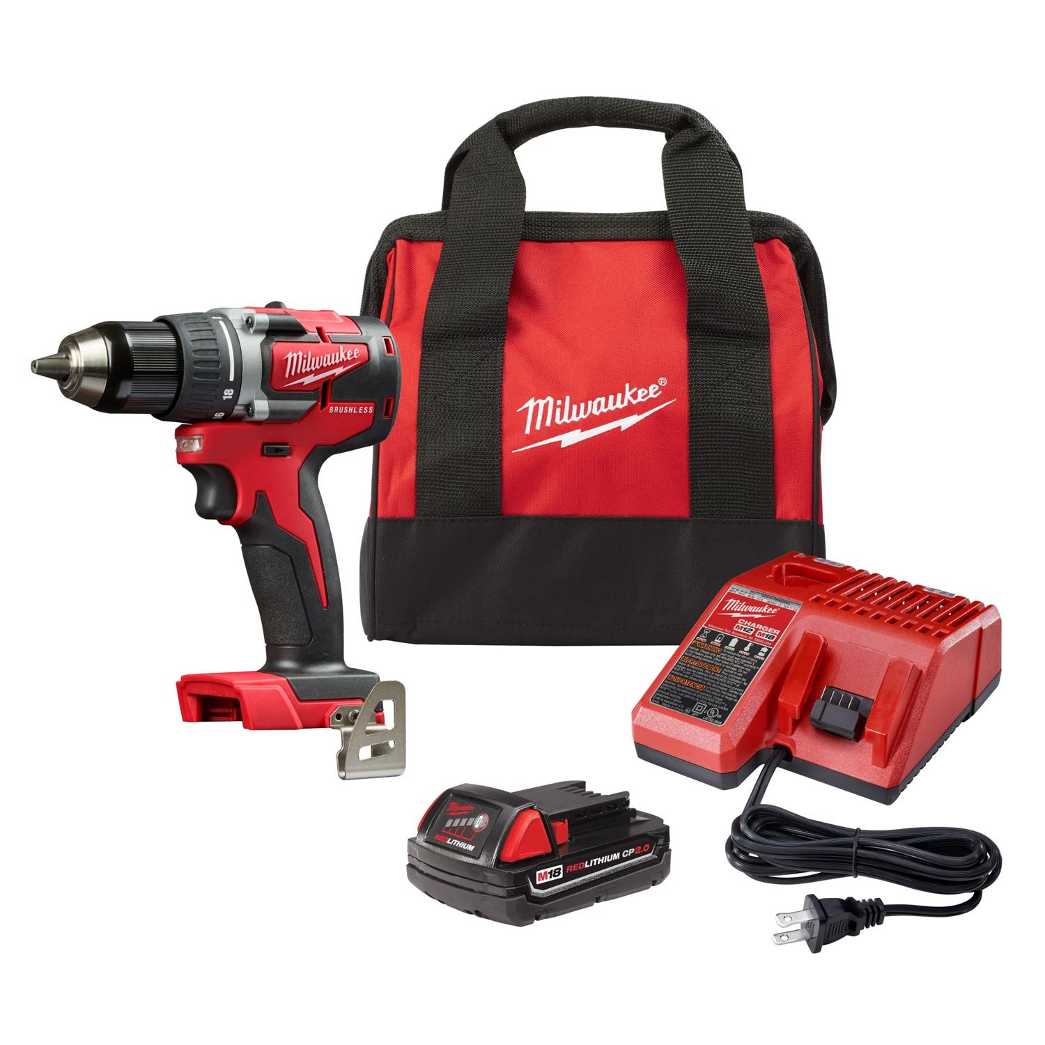 MW M18 18 V 1/2 in. Brushless Cordless Drill/Driver Kit (Battery \u0026 Charger)