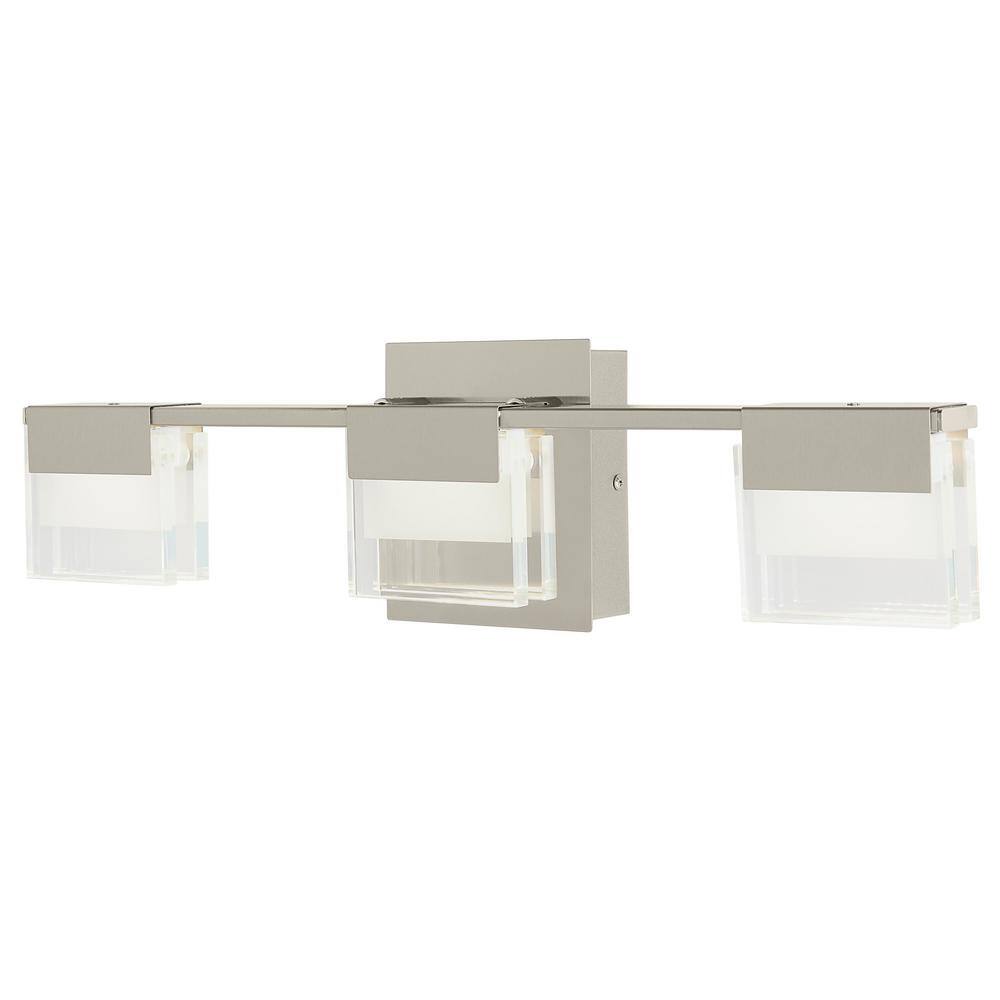 Home Decorators Collection VICINO 3-Light Brushed Nickel Integrated LED Bathroom Vanity Light Bar 204984A