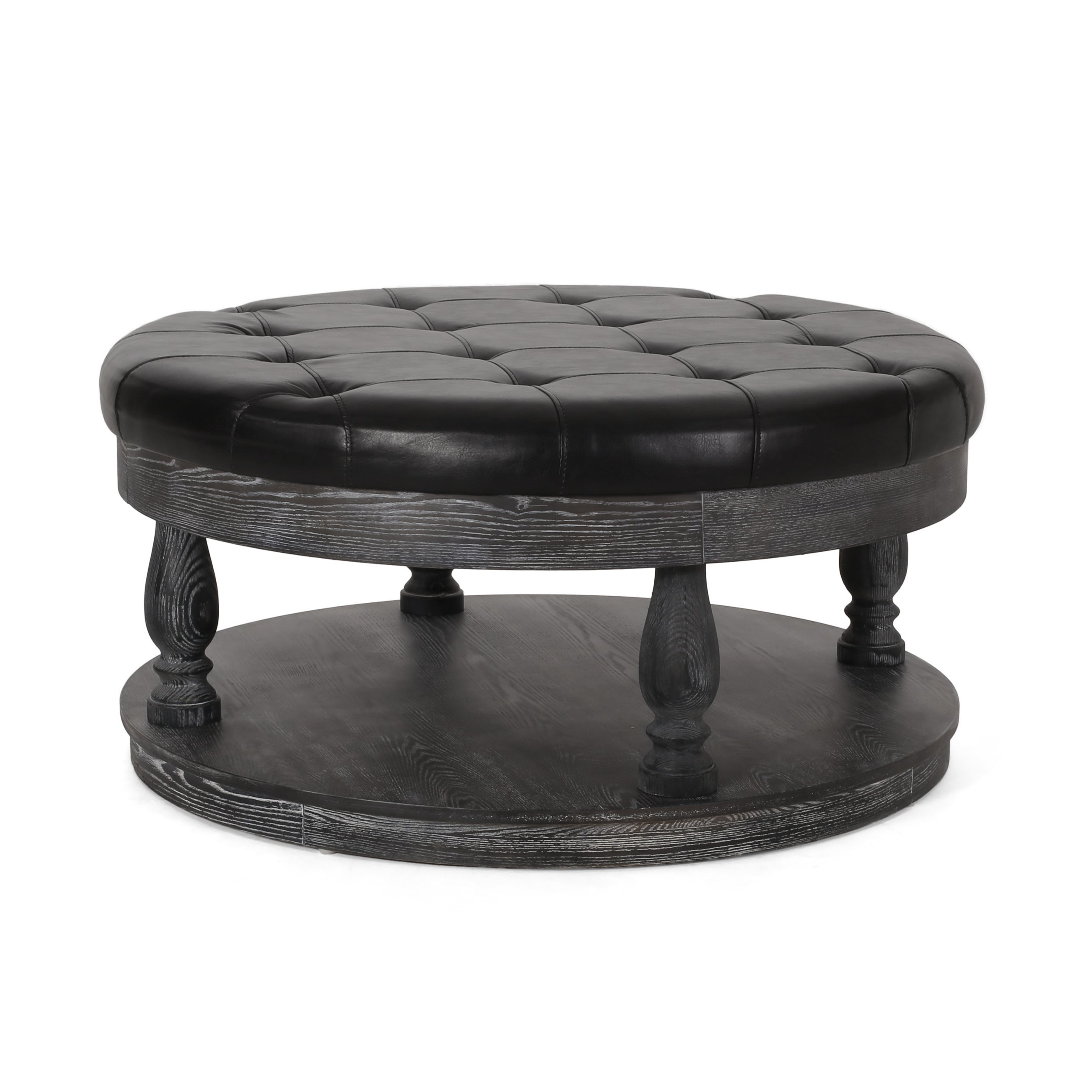 Andrue Contemporary Upholstered Round Ottoman