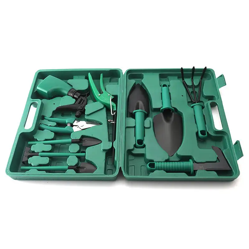 Garden Hand Tools Set Print Ergonomic Handle Rake Weeder Pruner Shears Sprayer Garden Tool With Carrying Case Garden Tools Sets