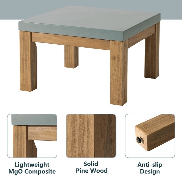 COSIEST Outdoor Solid Wood Square Coffee Table