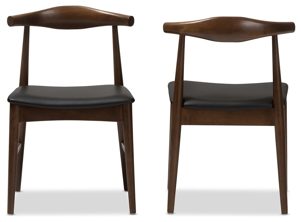 Midcentury Modern Walnut Wood Dining Chairs  Set of 2   Midcentury   Dining Chairs   by Imtinanz  LLC  Houzz