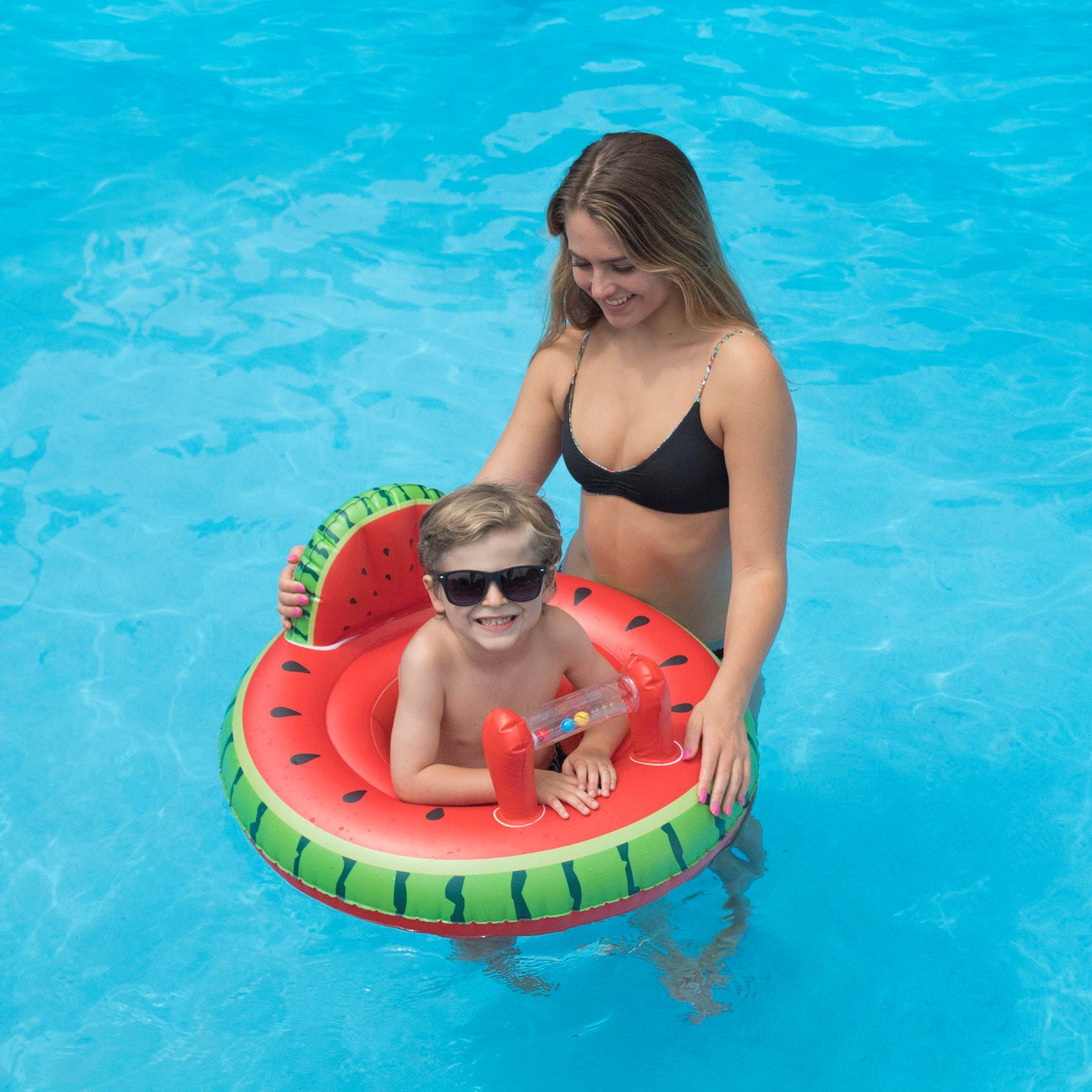 Swimline Watermelon Baby Seat Pool Inflatable Ride-on, Red, Green