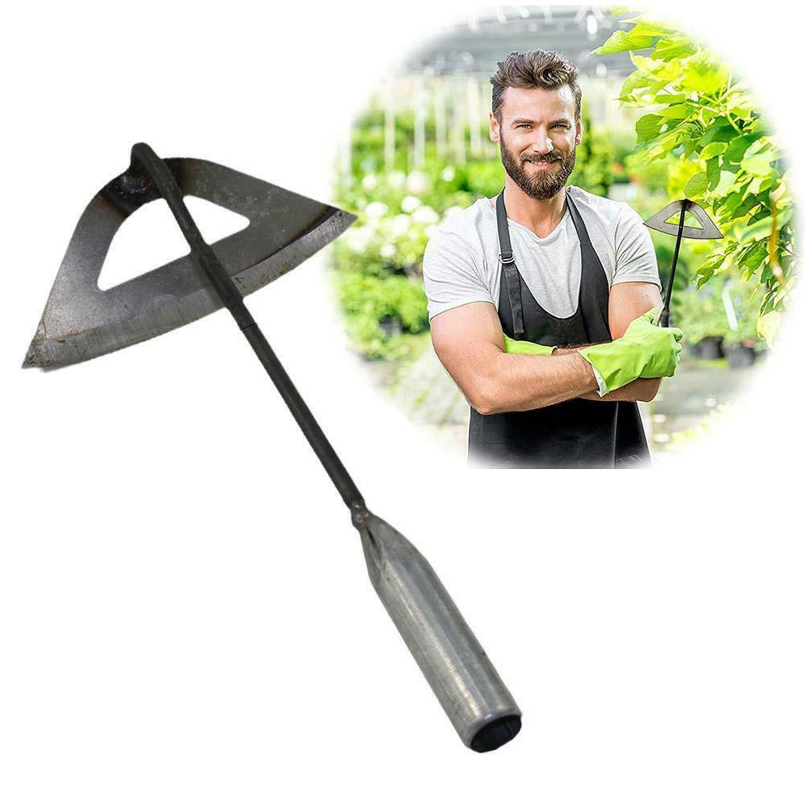 tsondianz All-Steel Hardened Hollow Hoe for Gardening, Handheld Weeding Rake Gardening Loosening Soil Tool Weeding Accessories