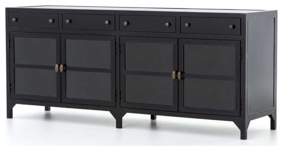 Barton Shadow Box Media Console   Industrial   Entertainment Centers And Tv Stands   by Marco Polo Imports  Houzz