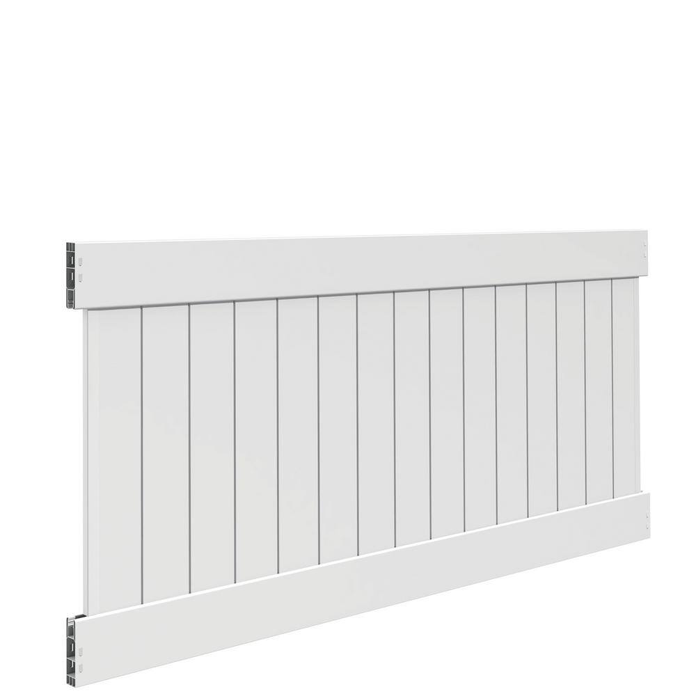 Veranda Linden 4 ft. H x 8 ft. W White Vinyl Privacy Fence Panel Kit 73014719