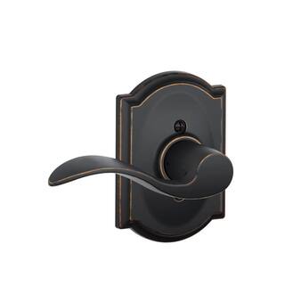 Schlage Accent Aged Bronze Left Handed Dummy Door Handle with Camelot Trim F170 ACC 716 CAM LH