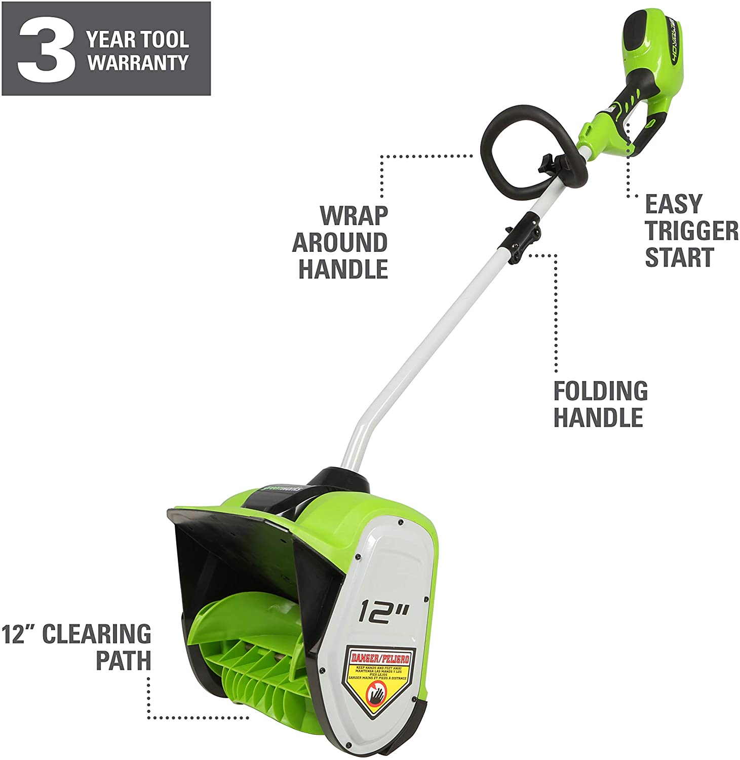 GreenWorks GLSS40000 40-Volt GMAX 12-Inch Snow Shovel - Bare Tool - 2601402