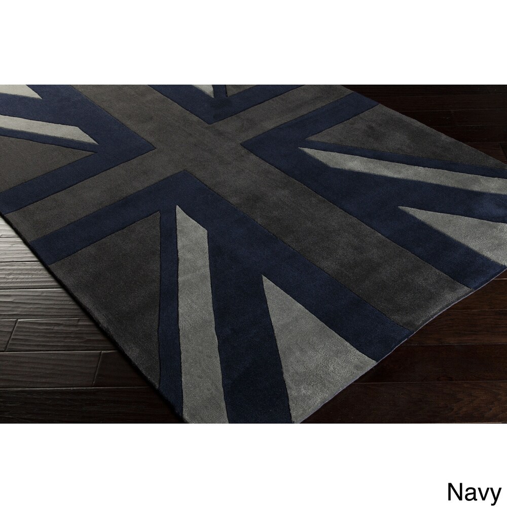 Hand tufted Union Jack Novelty Contemporary Area Rug