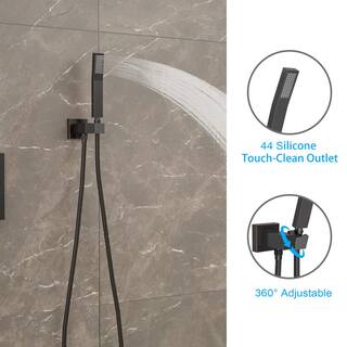 Logmey 3-Spray Patterns with 1.8 GPM 12 in. in Wall Mount Handheld Shower Systemt Dual Shower Head in Oil Rubbed Bronze LM-SLF16015-ORB-12