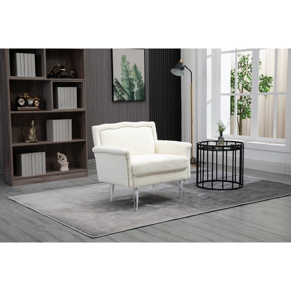 Accent Chair Leisure Single Sofa Chair with Acrylic Feet， Upholstered Arm Club Leisure Modern Reading Chair for Living Room