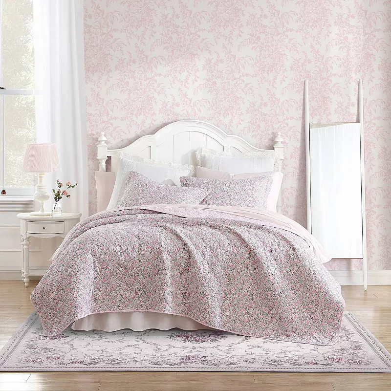 Laura Ashley Loveston Pink Quilt Set with Shams