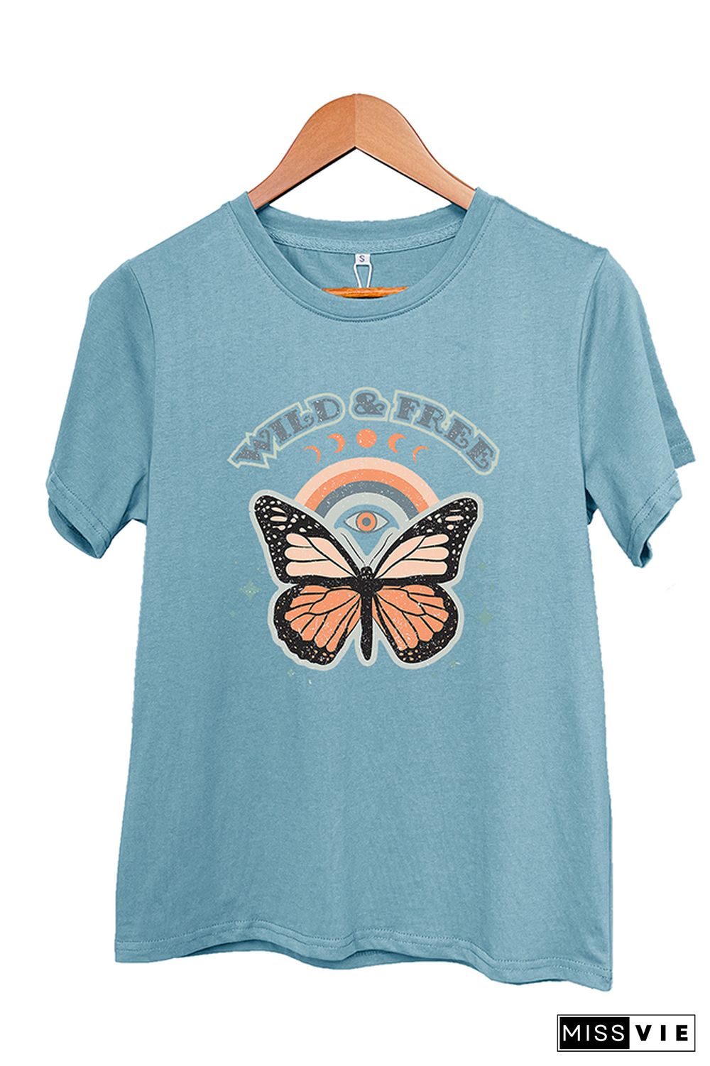 Wild and Free,Butterfly Graphic Tee Wholesale