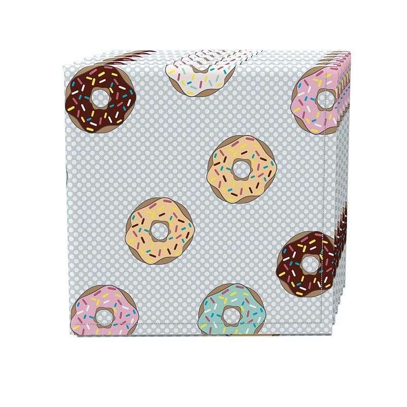 Napkin Set， 100% Polyester， Set of 4， 18x18， Sprinkle Donuts