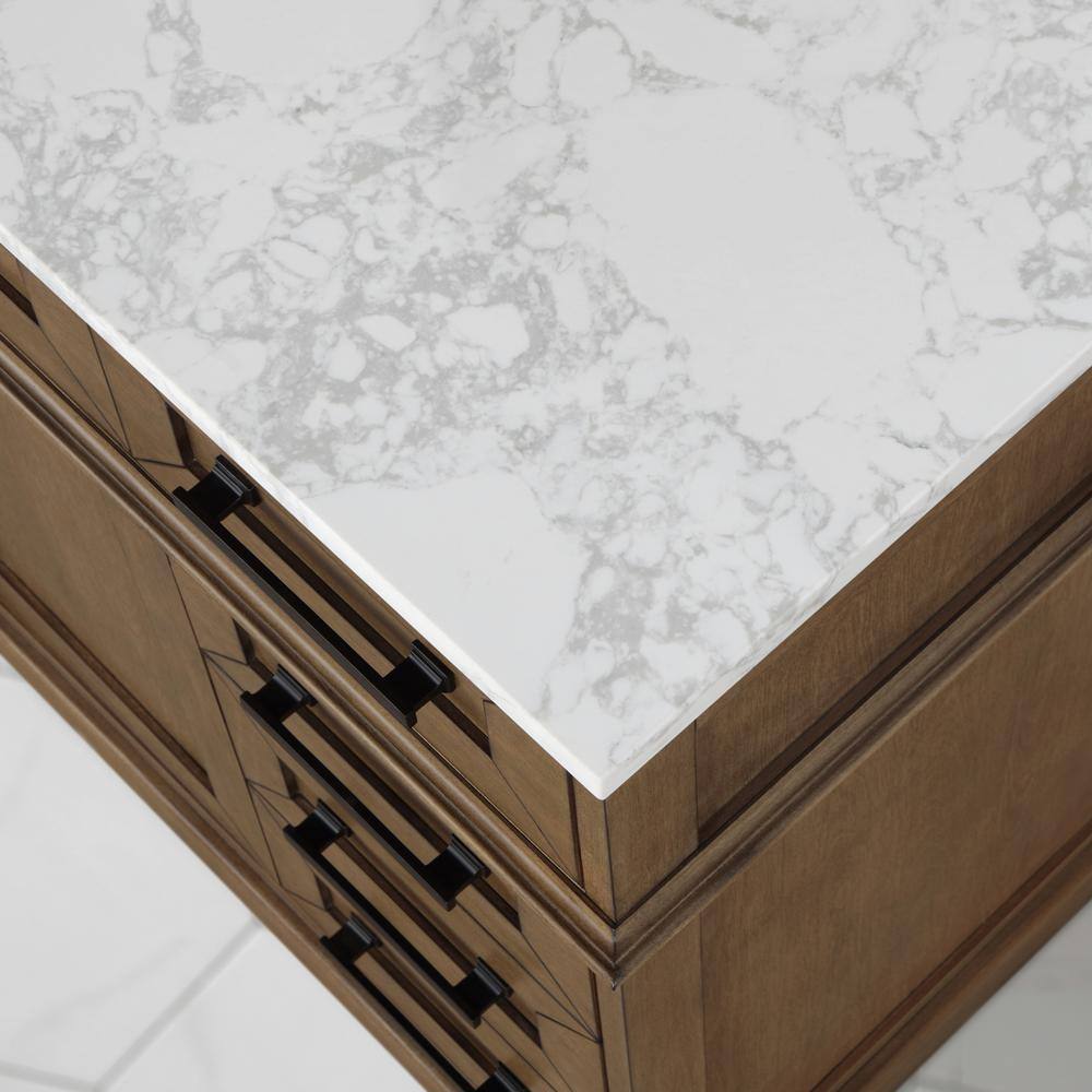 Home Decorators Collection Cherrydale 42 in. W x 22 in. D x 34.50 in. H Bath Vanity in Almond Latte with White Cultured Marble Top Cherrydale 42AL