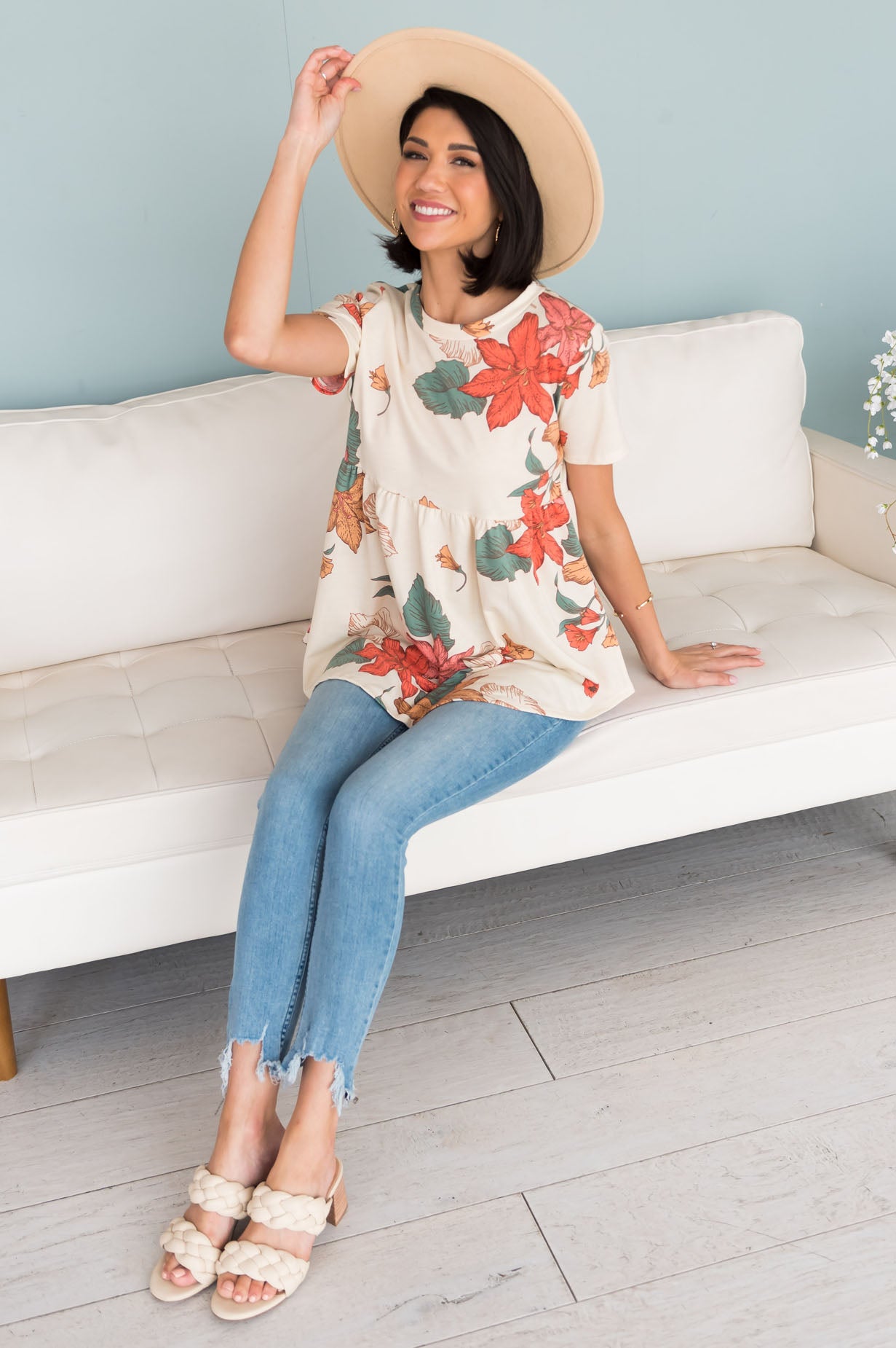 Breezy Floral Modest Babydoll Top