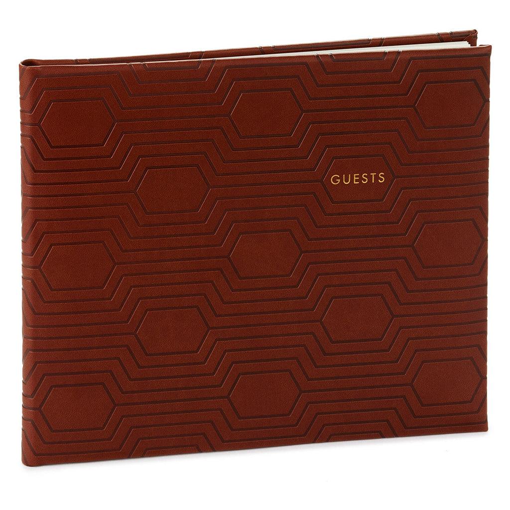 Hallmark  Brown Hexagonal Pattern Guest Book