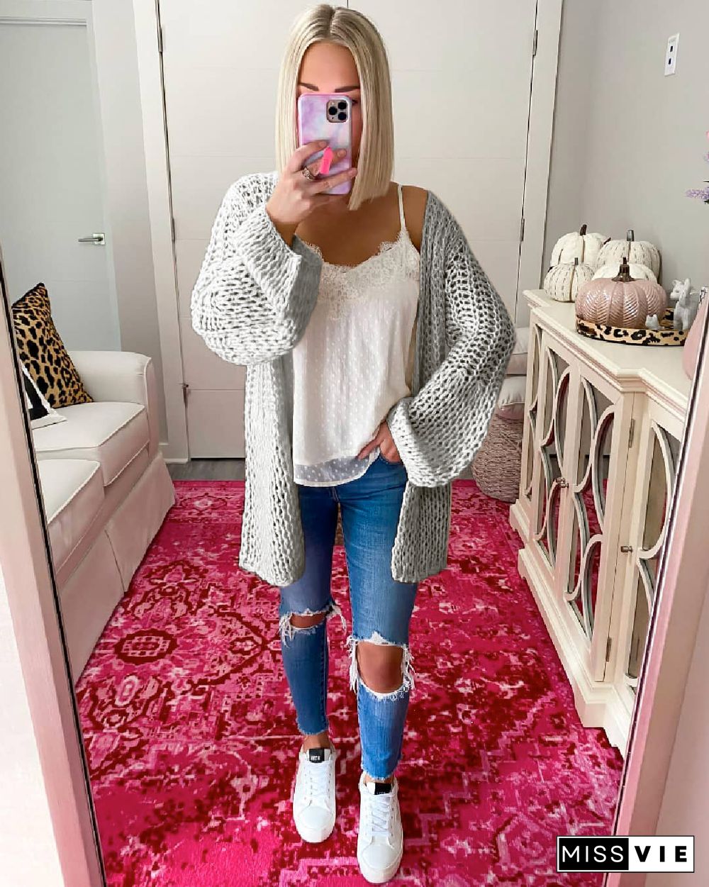 Open Front Chunky Knit Cardigan Oversized Sweater