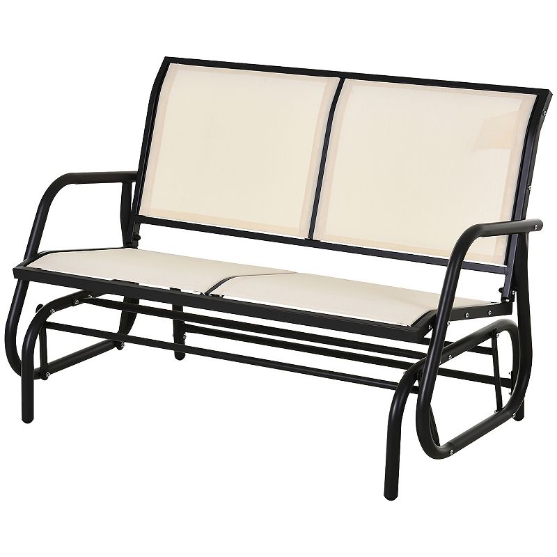 Outsunny 2-Person Patio Glider Bench Rocking Chair Loveseat w/ Armrest Black