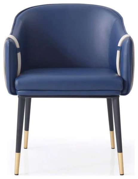 Barron Blue  ampBeige Bonded Leather Dining Chair Set of 2   Contemporary   Dining Chairs   by Virgil Stanis Design  Houzz