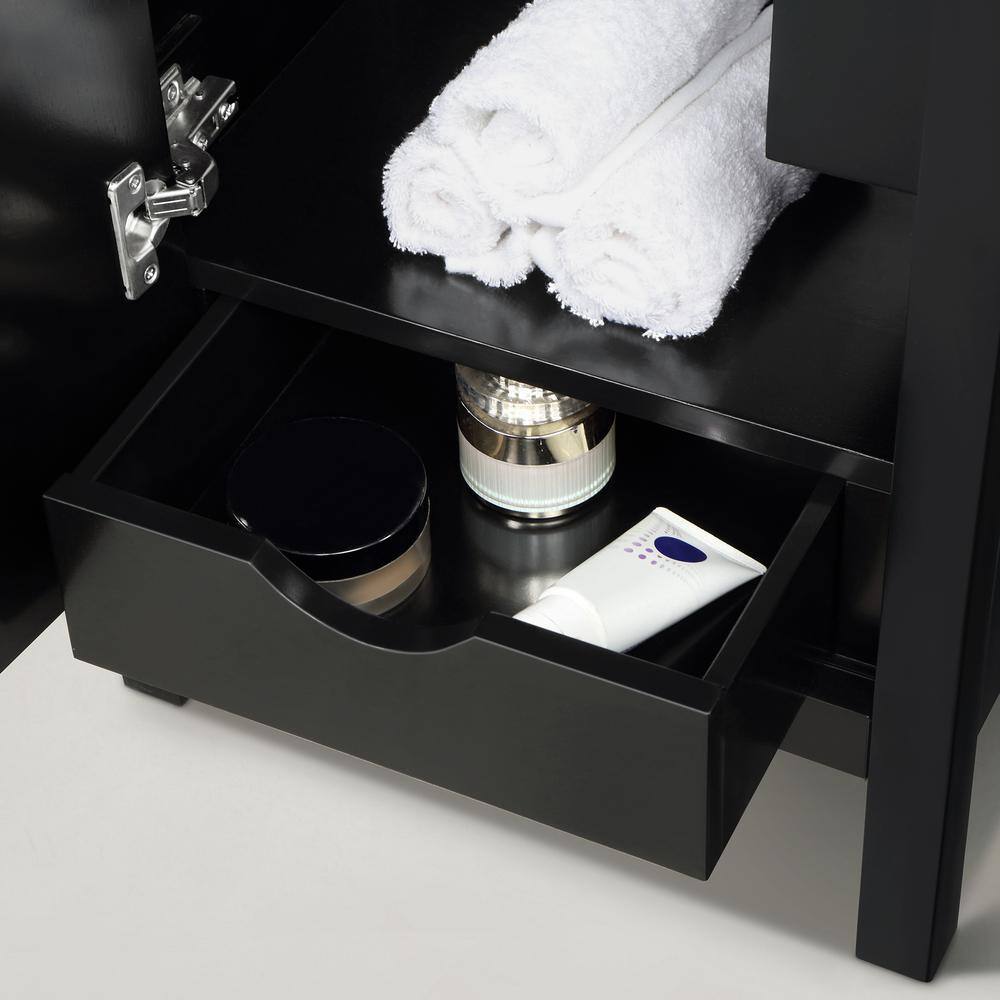 Home Decorators Collection Arvesen 18 in. W x 12.20 in. D x 34.50 in. H Bath Vanity in Espresso with White Ceramic Top Arvesen 18E