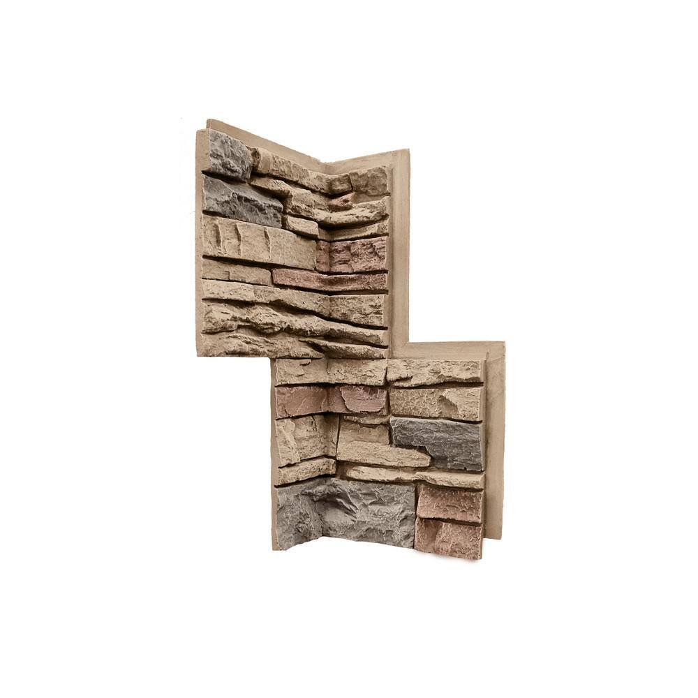 GenStone Stacked Stone Desert Sunrise 24 in. x 12 in. Faux Stone Siding Inside Corner Panel G2DSIC