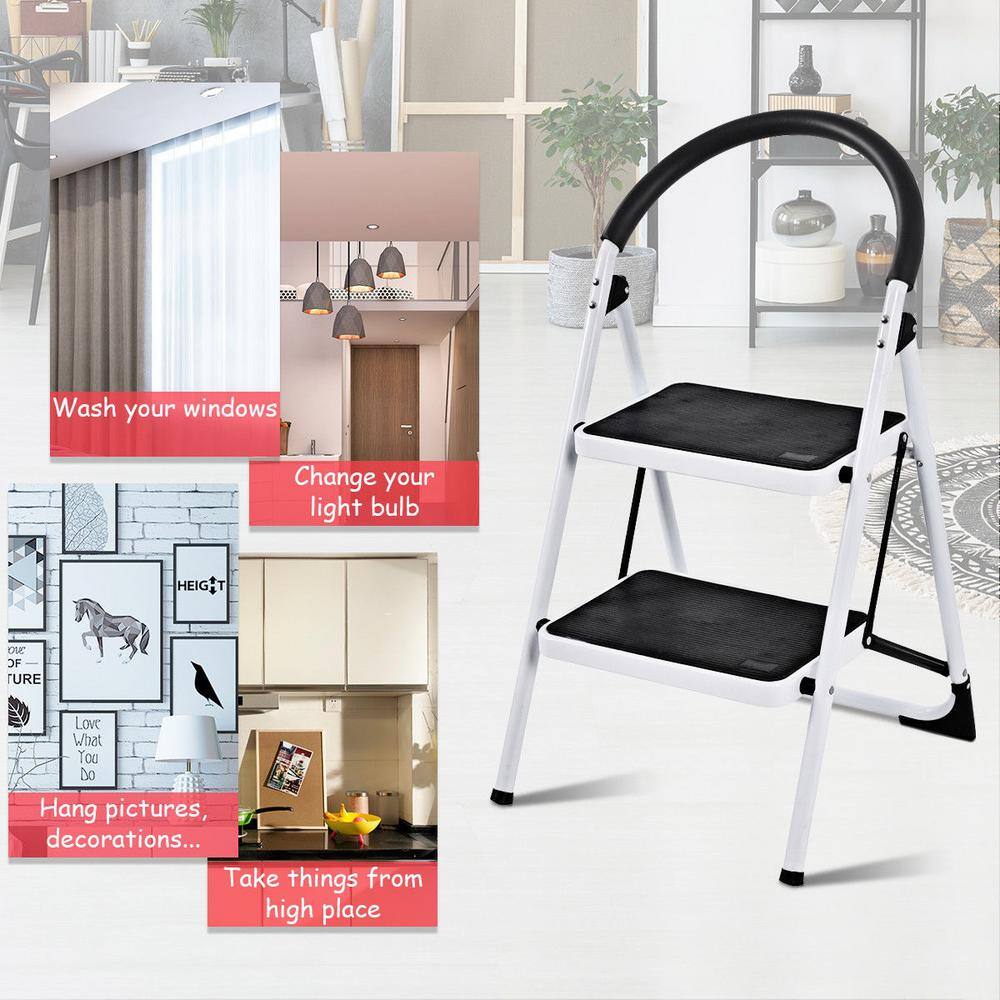 ANGELES HOME 2.75 ft. Metal Step Ladder 330 lbs. Load Capacity 4 ft. Reach Height 8CK35-TL208