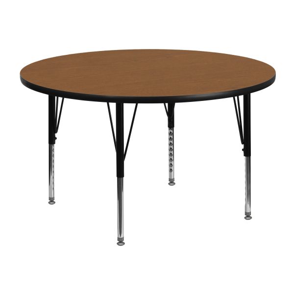 Flash Furniture 48'' Round Activity Table with Oak Thermal Fused Laminate Top and Height Adjustable Preschool Legs