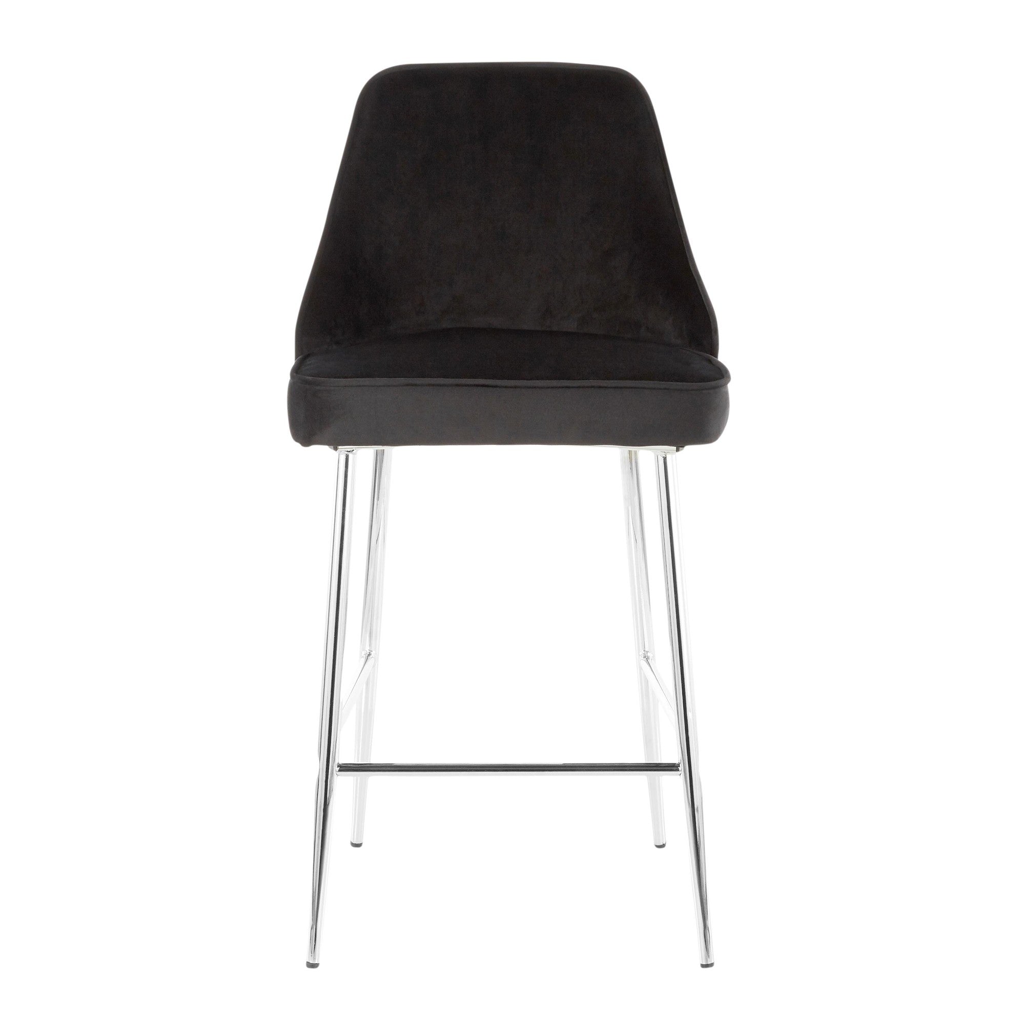 Marcel Contemporary Counter Stool in Chrome and Black Velvet by LumiSource - Set of 2