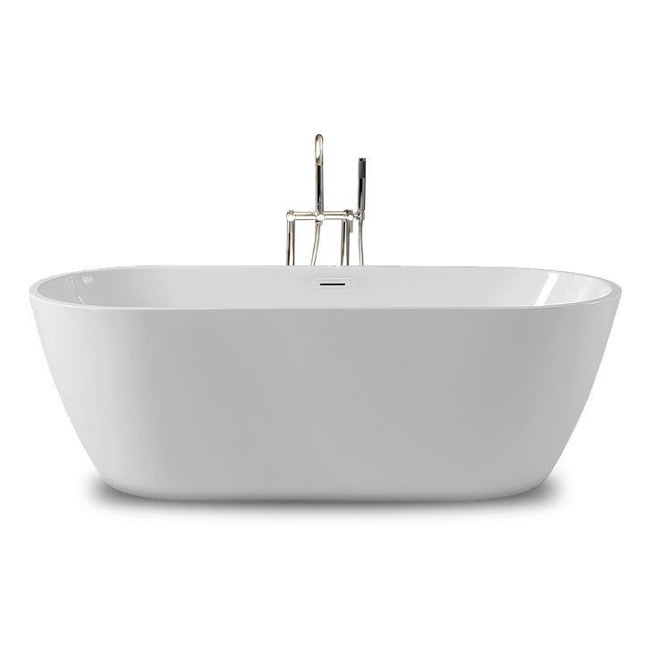 PELHAM  WHITE W-I-D-E Series Woodside 71 in. Acrylic Oval Freestanding Bathtub in White Floor-Mount Faucet in Brushed Nickel PW9420087-BN