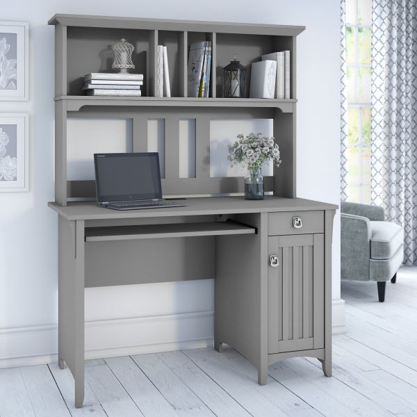 Bush Furniture Salinas Small Computer Desk with Hutch in Cape Cod Gray