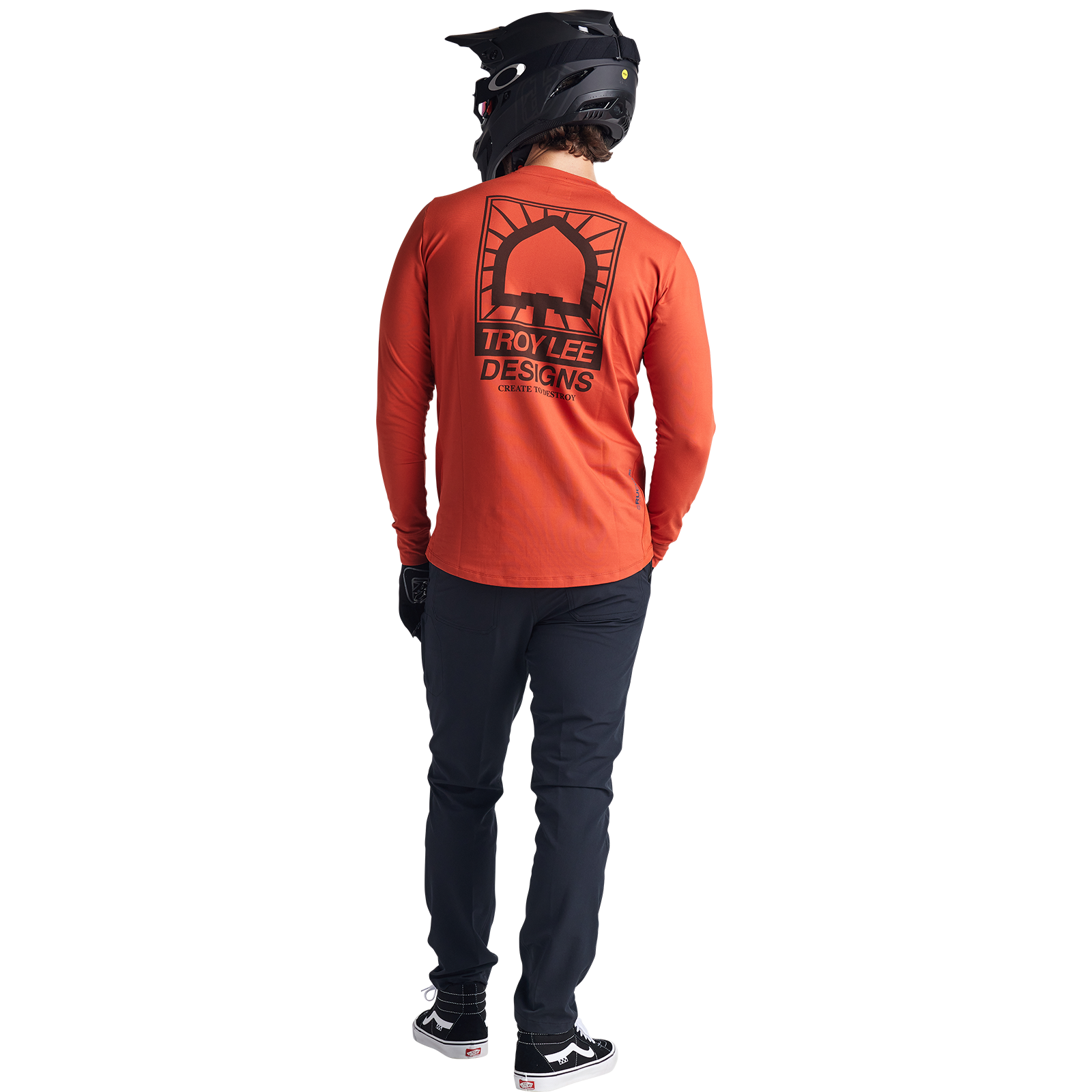 Troy Lee Designs Ruckus Long Sleeve Ride Tee - Bolts - Create To Destroy - Brick