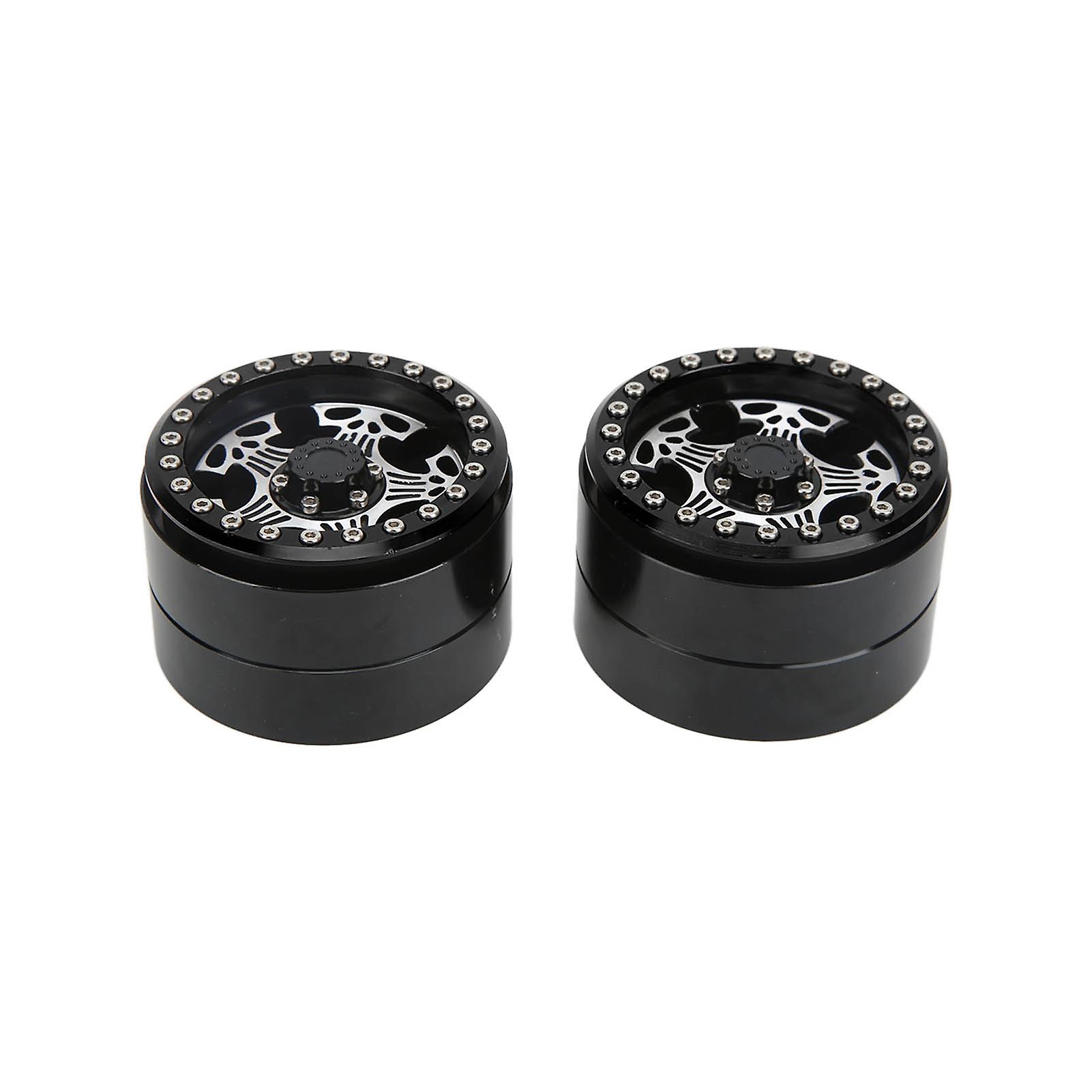 2pcs 2.2inch Rc Aluminum Beadlock Wheel Rims 5 Spoke Metal Wheel Hub For Axial Scx10 1/10 Rc Crawler Carblack