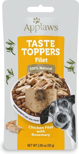 Applaws Taste Toppers Chicken and Rosemary Flavor Fillet Wet Dog Food Topper， 1.06-oz pouch， case of 12