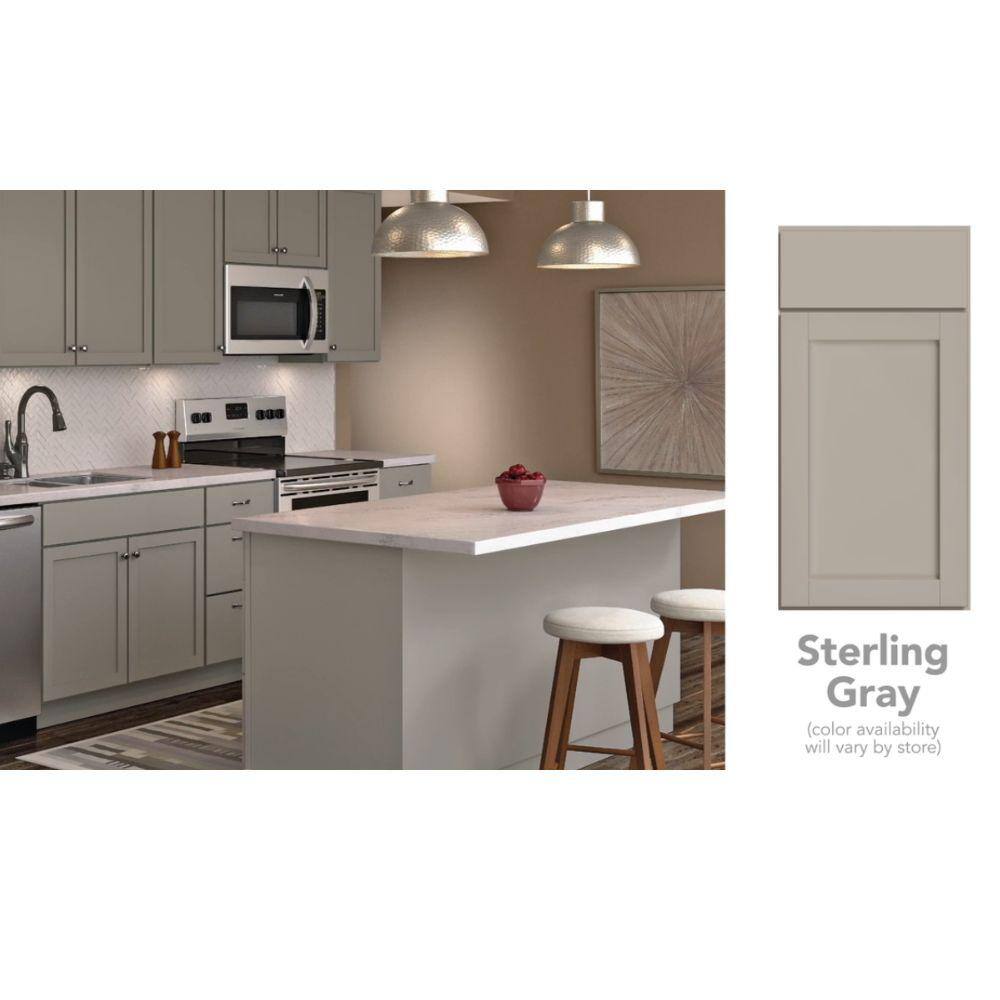 Hampton Bay Courtland Shaker Assembled 36 in. x 34.5 in. x 24 in. Stock Sink Base Kitchen Cabinet in Sterling Gray Finish SB36-CSG