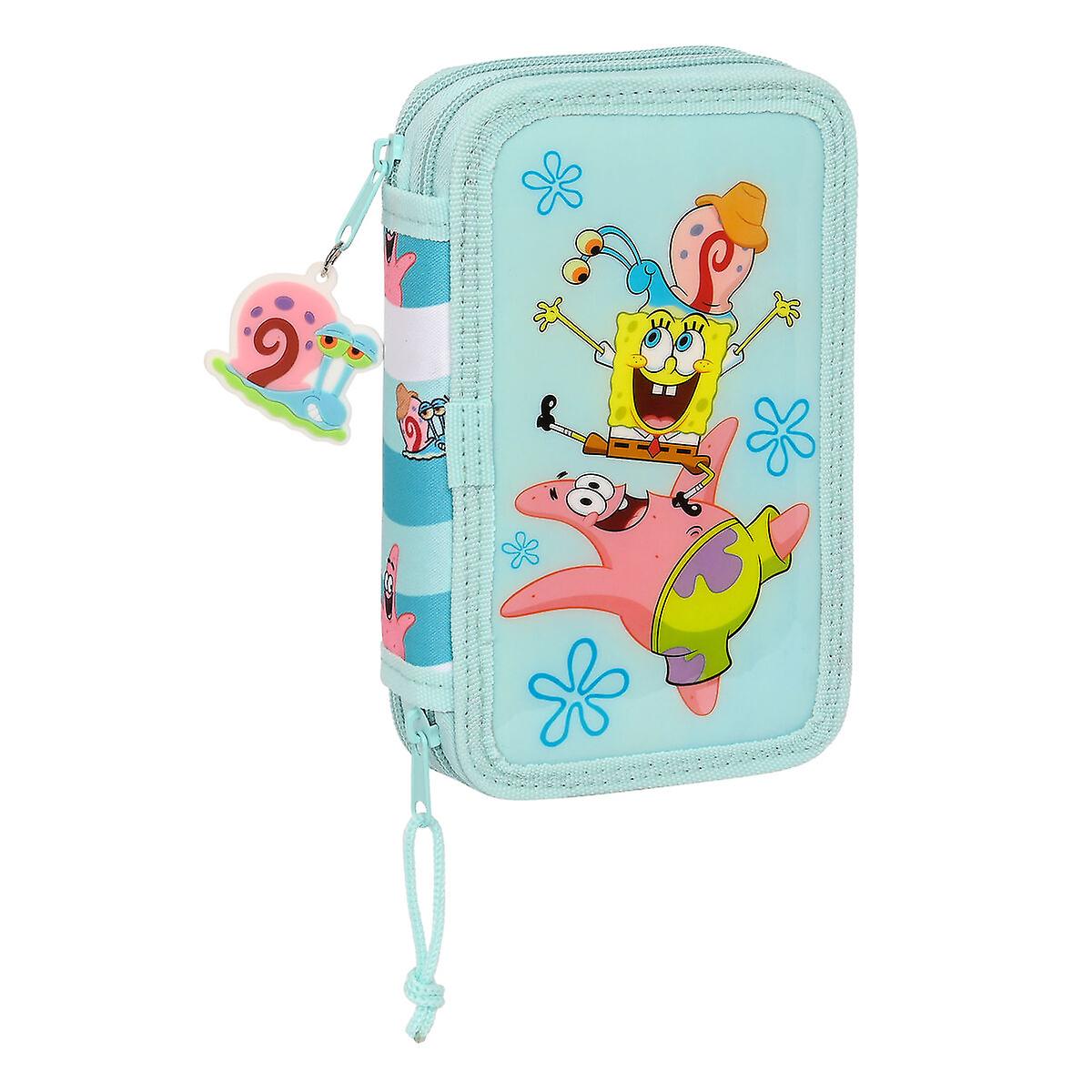 Double Pencil Case Spongebob Stay positive Blue White (28 Pieces)