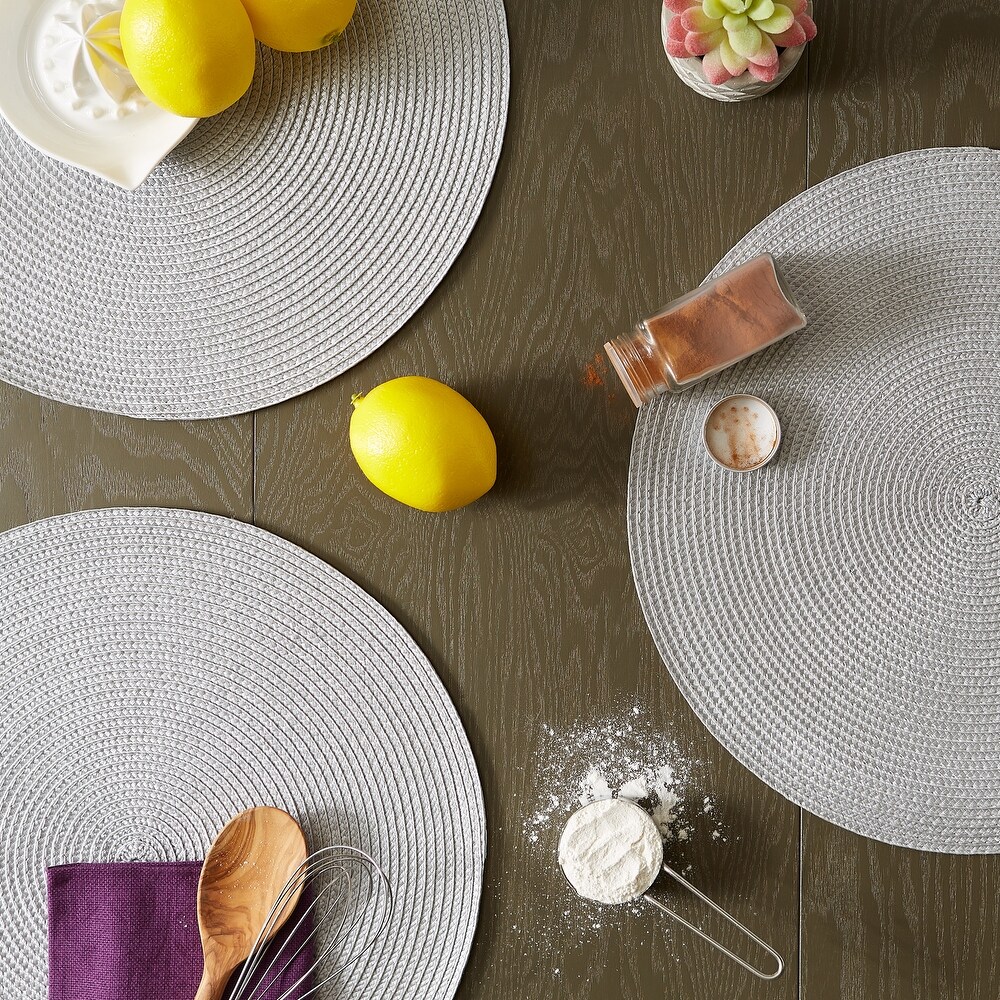 DII White Round PP Woven Placemat Set of 6