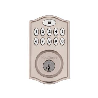 Kwikset Z-Wave SmartCode Satin Nickel Single Cylinder Keypad Electronic Deadbolt featuring Juno HallCloset Knob 91415 J15