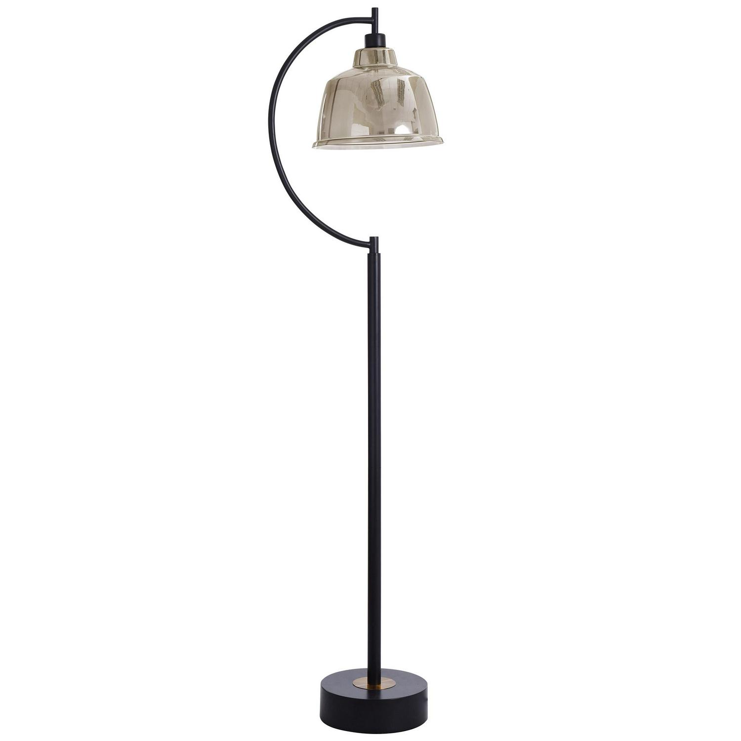 Black Water Floor Lamp with a 65in Metal Base with Glass Pendant Shade