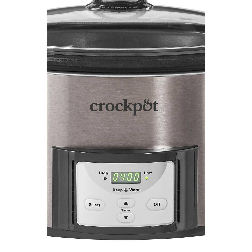 Crock-Pot 7-qt. Black and Stainless Steel Cook and Carry Digital Countdown Slow Cooker with Easy Clean 2125325