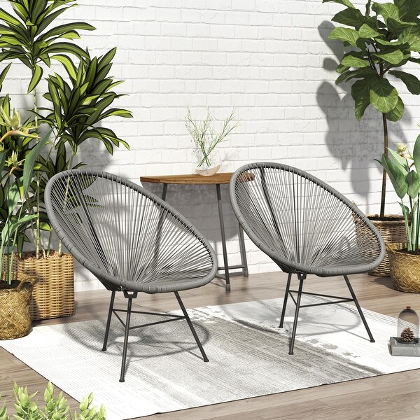 Corvus Sarcelles Acapulco Modern Wicker Bistro Chairs(Set of 2)